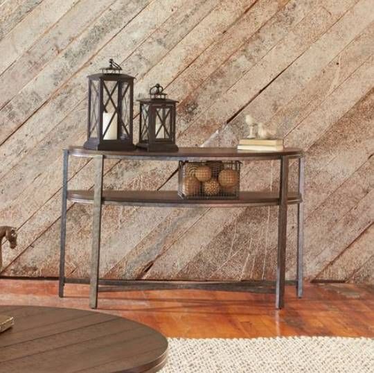 Liberty Furniture Breckinridge Mahogany Spice/Pewter Demilune Sofa Table-1