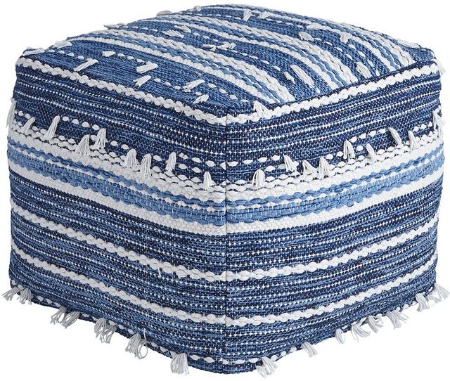 Signature Design by Ashley® Anthony Blue/White Pouf-0