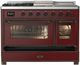 Ilve® Majestic III 48" Burgundy Pro Style Dual Fuel Natural Gas Range with 5 Black Brass Burners and Burnished Trim-4