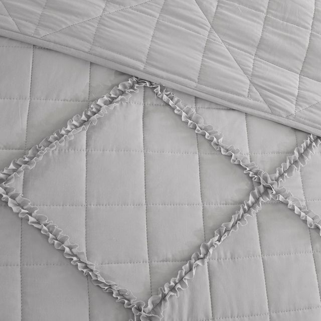 Olliix by Madison Park 6 Piece Grey Full/Queen Rosie Reversible Coverlet Set-3