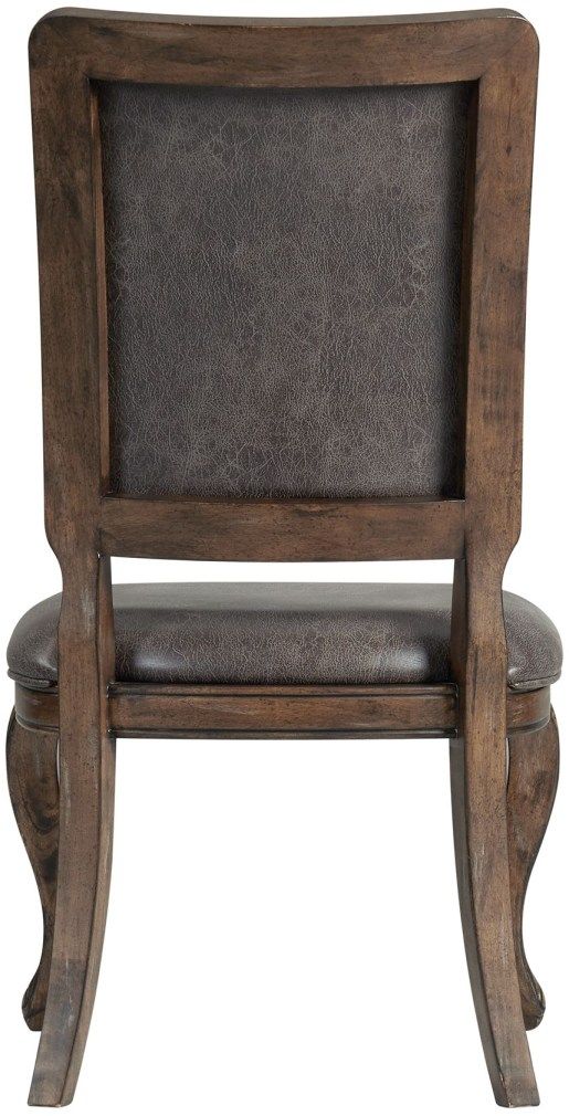 Elements International Gramercy Gray/Walnut Rectangle Back Dining Side Chair-2