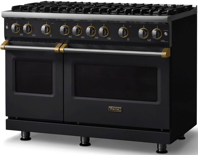 Viking® 5 Series 48" Onyx Pro Style Gas (LP) Range with Brushed Brass Trim-2