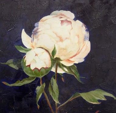 Stylecraft Cobalt Sky Bloom II Beige/Dark Blue/Green/Off-White Wall Art-1