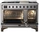 Ilve® Majestic III 48" Stainless Steel Pro Style Dual Fuel Liquid Propane Range with 8 Burners and Burnished Trim-1