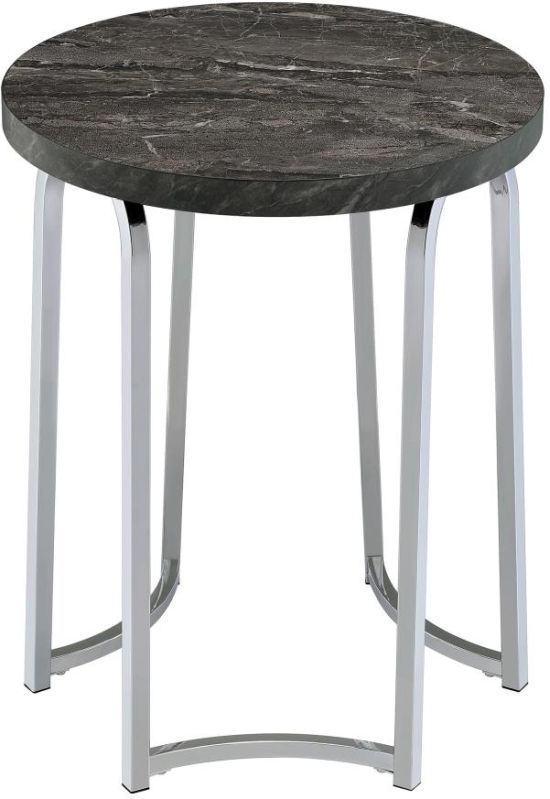 Coaster® Barcelo Gray Faux Marble Top Side Table with Chrome Metal Base-2