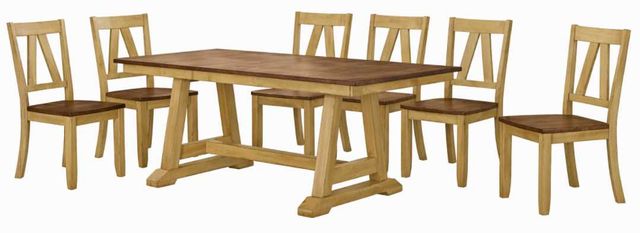 Liberty Furniture Lindsey Farm 7-Piece Brown/Natural Trestle Dining Table Set-0