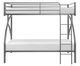 Mazin Furniture Bailey Gray Twin Over Twin Bunk Bed -1