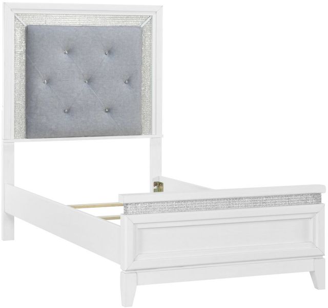 Liberty Furniture Reflections Gray/Pearl White/Rhinestone Full Youth Upholstered Panel Bed-0
