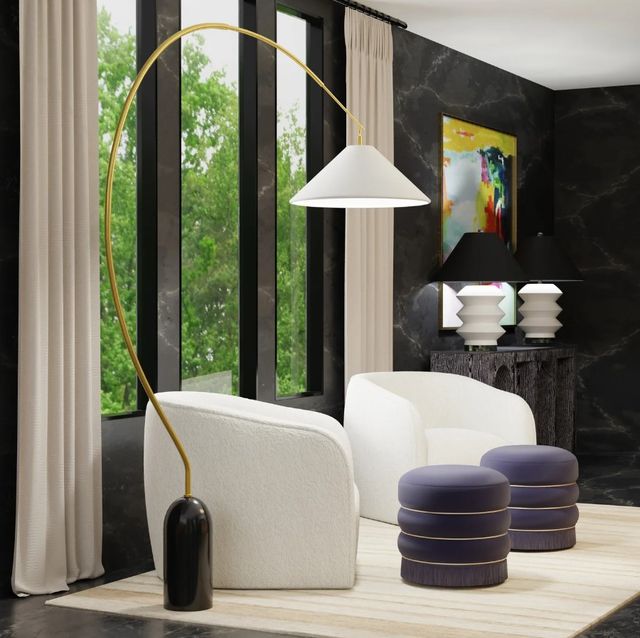 Harp & Finial® Shay Black/Brass Floor Lamp-1