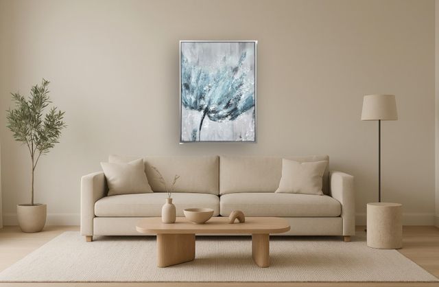 Classy Living Mesmerizing Frosted Blue Petal Burst Wall Art-1