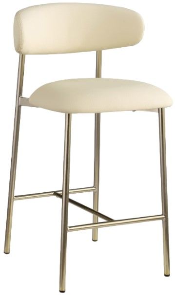 Meridian Furniture Lupita Cream/Brushed Gold Counter Stool-0