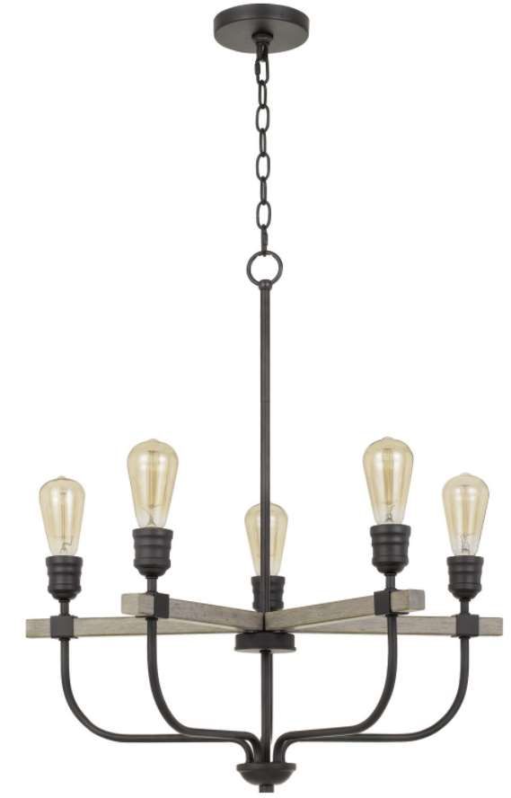 Cal® Lighting & Accessories Sion Iron/Natural Chandelier-0