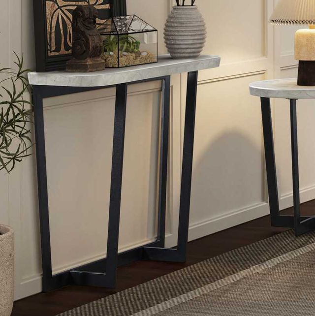 Liberty Furniture Pierce White Sofa Table with Black Base-1
