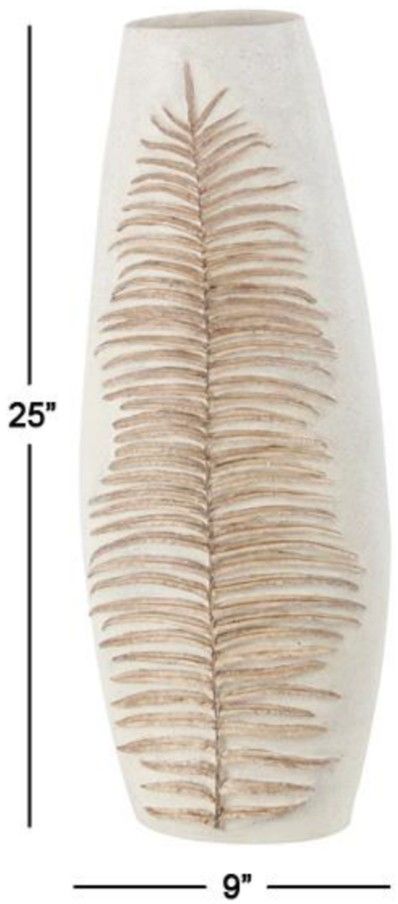 Deco Marche White 9" Polystone Leaf Vase-3