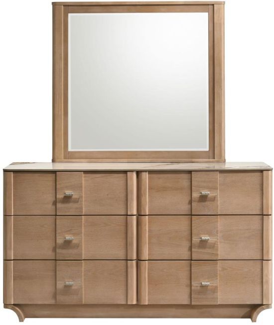 Coaster® Leanne Light Oak Dresser and Mirror Set-3