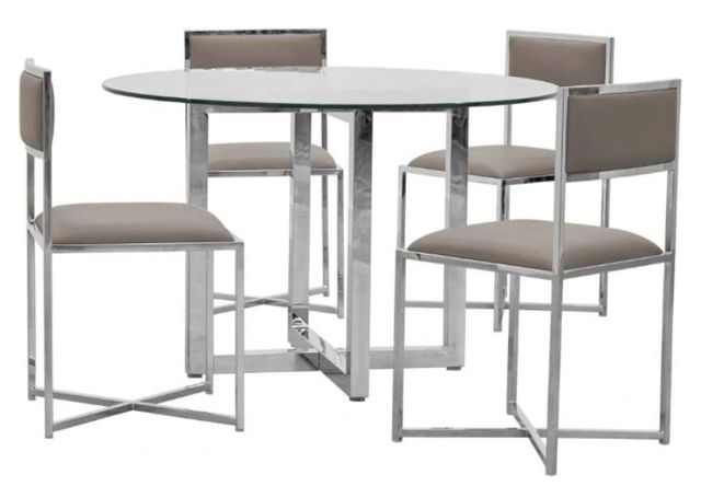 Modus Furniture Amalfi Chrome/Taupe Upholstered Dining X-Base Side Chair-3
