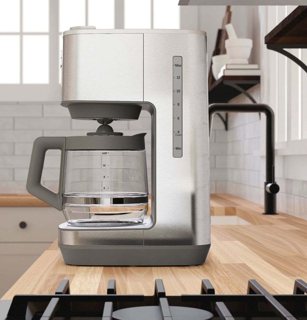 GE Drip Coffee Maker With Timer | 10-Cup Thermal Carafe Coffee Pot Keeps Coffee Warm for 2 Hours | Adjustable Brew Strength | Wide Shower Head for Maximum Flavor | Kitchen Essentials | Stainless Steel - Thumbnail 5