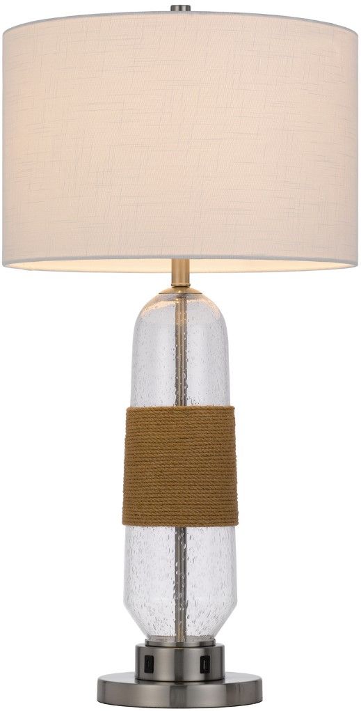 Cal® Lighting & Accessories Everett Brown/Clear/Silver Table Lamp-1