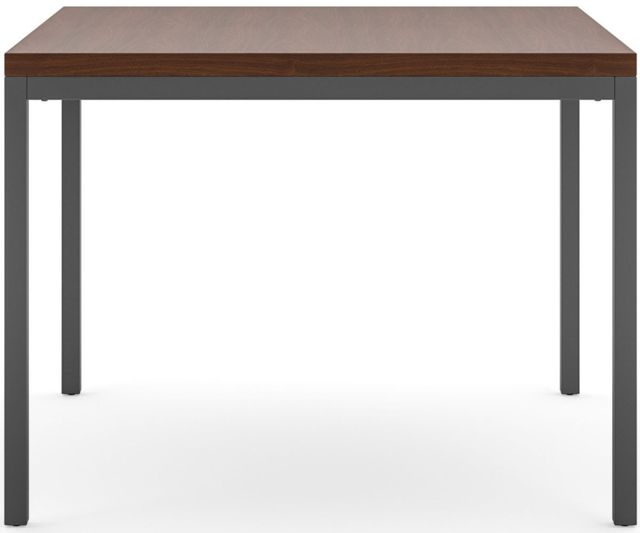 homestyles® Merge Mahogany Square Table with Gray Metal Legs -0