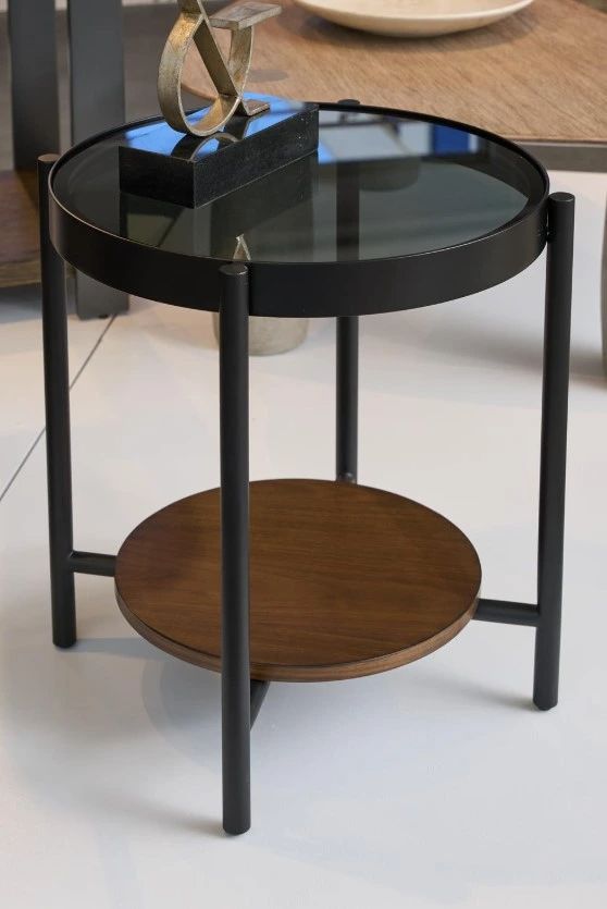 Riverside Furniture Felix Black End Table with Brown Base-1
