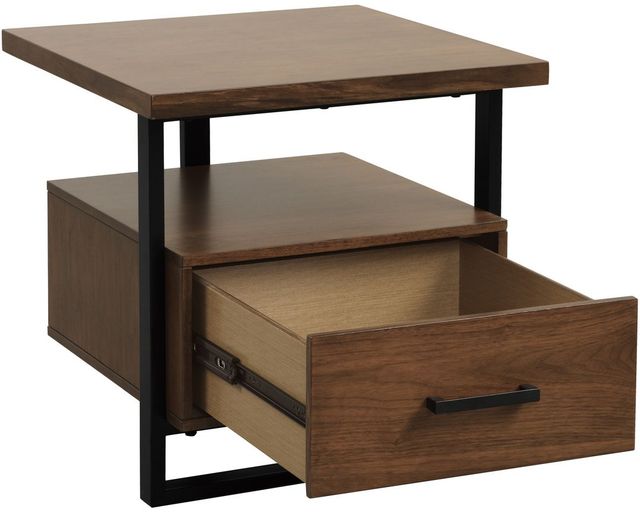 Homelegance® Sedley Walnut End Table with Black Metal Framework-3