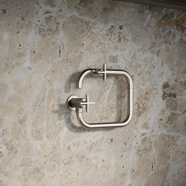 KOHLER® Billet® Vibrant Stainless Wall-Mount Pot Filler with Cross Handle-1