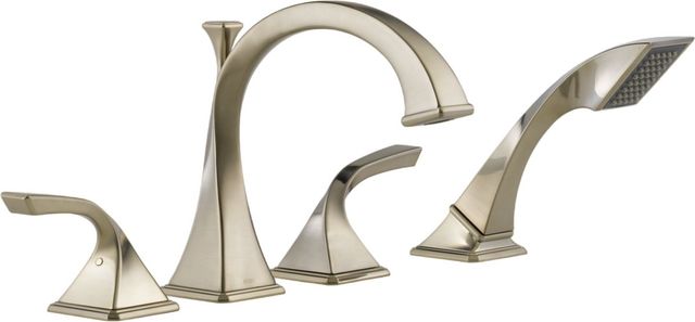 Brizo Virage® Brilliance® Brushed Nickel Roman Tub Faucet with Hand Shower-0