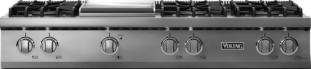 Viking 5 Series 48” Stainless Steel 6-Burner Liquid Propane Rangetop with Polished Chrome Trim-0