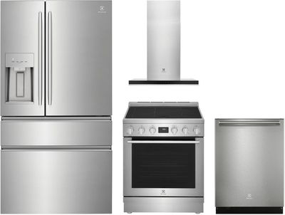 Front view of the Electrolux 4 Piece Stainless Steel Kitchen Appliance Package