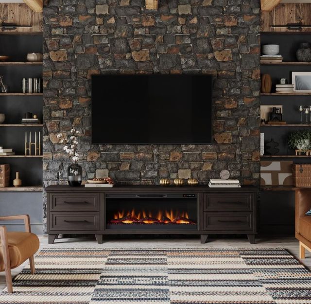 Legends Home Real Cozy Sonoma Whiskey 95" Fireplace Console-1