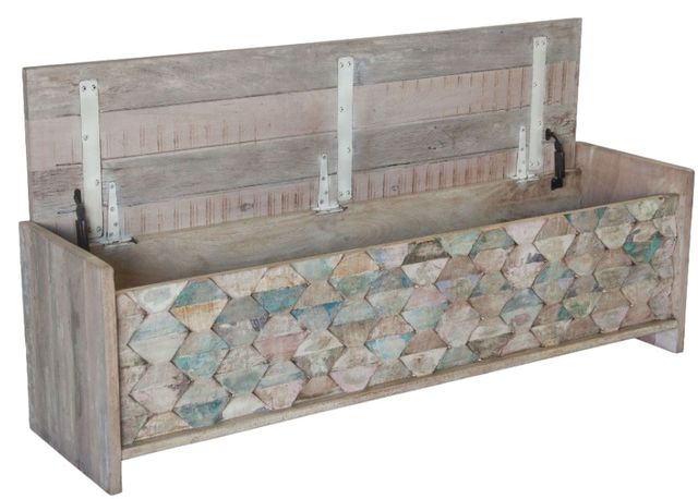 Home Trends & Design Ibiza Vintage Teal Storage Bench-2