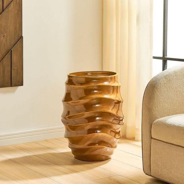Uttermost® Canyon Wave Light Honey Glaze Planter-1