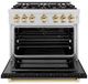 ZLINE Autograph Edition 36" Stainless Steel Pro Style Dual Fuel Range with Black Matte Door and Polished Gold Accents-1
