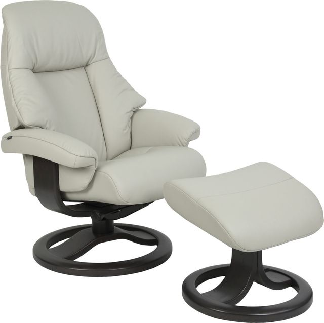 Fjords® Classic Comfort Alfa 510 "R-base" Shadow Grey Small Recliner with Footstool-0