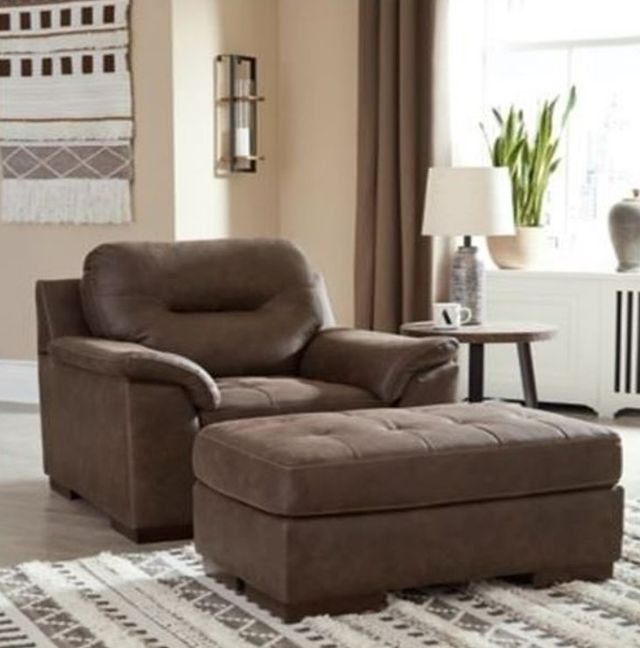 Signature Design by Ashley® Maderla 2-Piece Walnut Chair and Ottoman Set-3