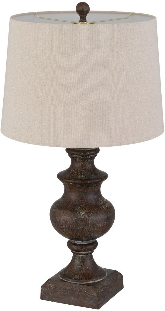 Cal® Lighting & Accessories Urn Style 2-Piece Rustic Oak Table Lamp Set-2