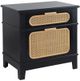 A & B Home Moskal Black Wooden Bedside Table with Two Rattan Drawers-0