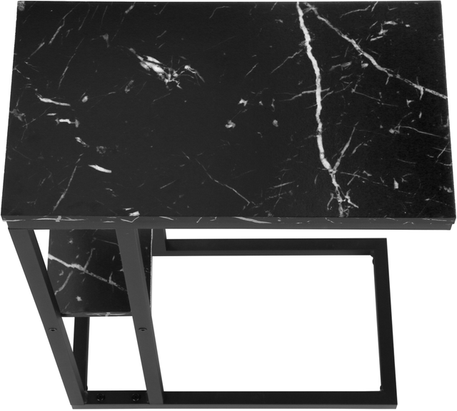 Monarch Specialties Inc. Black Marble Look 25"H Accent Table with Black Metal Base-3