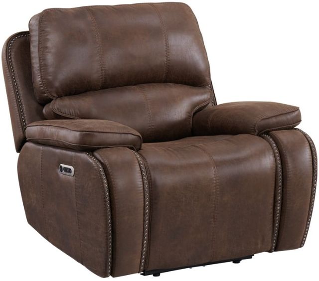 Elements International Atlantis Heritage Brown Power Recliner-0