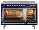 Ilve® Nostalgie II Noblesse 48'' Midnight Blue Pro Style Induction Range with Chrome Trim-1