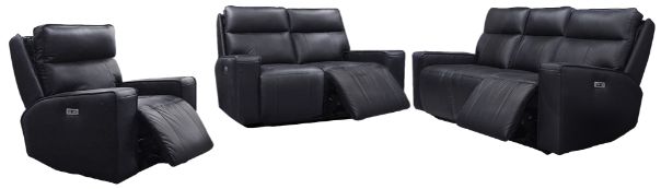 Mazin Furniture Chadwick Black Power Double Reclining Sofa with Power Headrests-1
