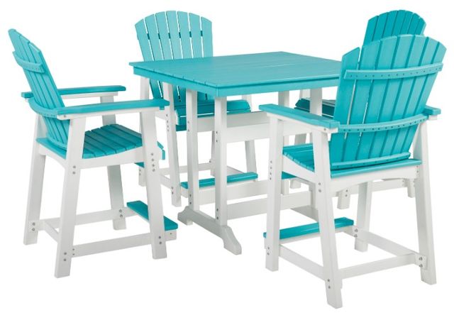 Signature Design by Ashley® Eisely 5-Piece Turquoise/White Outdoor Dining Set-0
