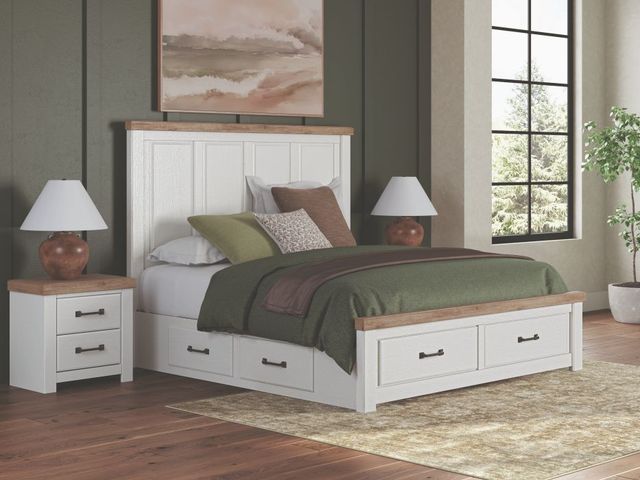 Signature Design by Ashley® Savonport Brown/White King Panel Storage Bed with Two Drawer-1