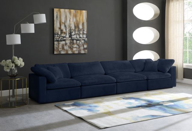 Meridian Furniture Cozy Navy Velvet 158" Cloud Modular Sofa-2