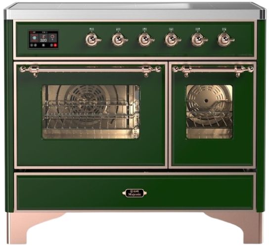 Ilve® Majestic III 40" Emerald Green Pro Style Induction Range with Triple Glass Door and Copper Trim-0