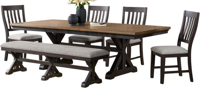 Elements International Montrose 6-Piece Brown Dining Set with Espresso Base-0