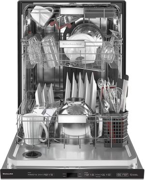 Front view of the KitchenAid® 24" PrintShield™ Stainless Steel Built In Dishwasher