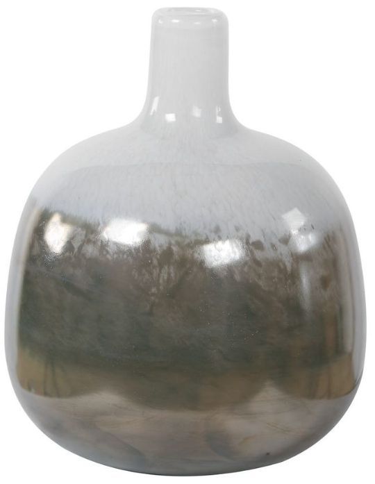 Uttermost® Cardoni 2-Piece Crisp White/Metallic Smoke Bronze Vases-4