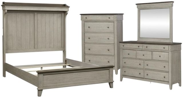 Liberty Furniture Ivy Hollow 4-Piece Dusty Taupe/Weathered Linen Queen Mantel Bedroom Set-0