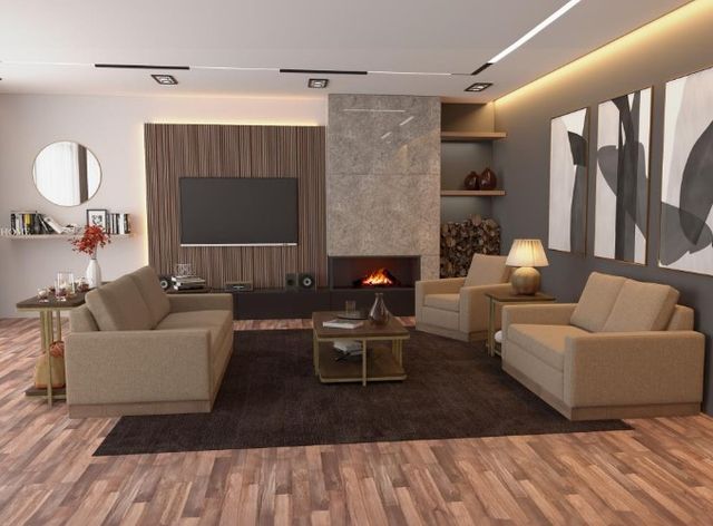 International Furniture Direct Georgia Brown Sofa-1